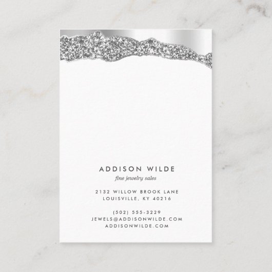 Zilver Glitter Diamond Ketting Verzamelscherm Visitekaartje (Achterkant)