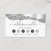 Zilver Glitter Diamonds Glam Loyalty Card (Voorkant)