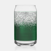 Zilver Glitter Donkergroen Glam Naam Blikvorm Glas (Achterkant)