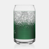 Zilver Glitter Donkergroen Glam Naam Blikvorm Glas (Links)