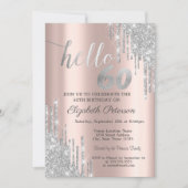 Zilver Glitter Drips Roze Goud 60e Verjaardag Kaart (Voorkant)