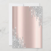 Zilver Glitter Drips Roze Goud 65e Verjaardag Kaart (Achterkant)