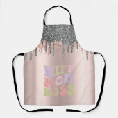 Zilver Glitter Drips Roze Goud Echtgenote Moeder B Schort (Voorkant)