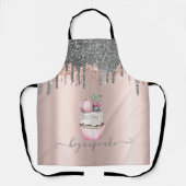 Zilver Glitter Druppels Roze Gouden Cupcake Macaro Schort (Voorkant)