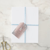 Zilver Glitter Druppels Roze Gouden Monogram Cupca Cadeaulabel (Met Touw)