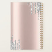Zilver Glitter Druppels Roze Gouden Monogram Cupca Planner (Achterkant)