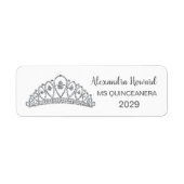 Zilver glitter effect Tiara Quiinceanera Etiket (Voorkant)