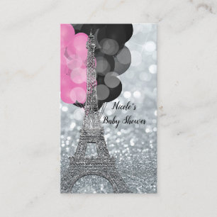 Zilver Glitter Eiffeltoren Baby Shower Luier Raffl Informatiekaartje