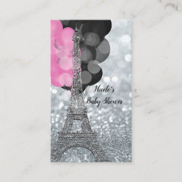 Zilver Glitter Eiffeltoren Baby Shower Luierspel Informatiekaartje