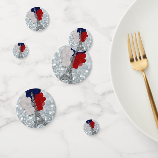Zilver Glitter Eiffeltoren Rood Wit Blauw Feestje Confetti (Groep)