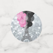 Zilver Glitter Eiffeltoren Roze Zwarte Ballonnen Confetti (Kleine voorkant)