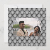 Zilver glitter elegant florvormig FOTOCHIG Kaart (Achterkant)