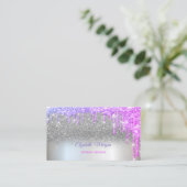 Zilver Glitter Elegant Professioneel Druppels Visitekaartje (Staand voorkant)