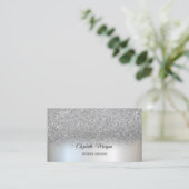 Zilver Glitter Elegant Professioneel Visitekaartje (Staand voorkant)
