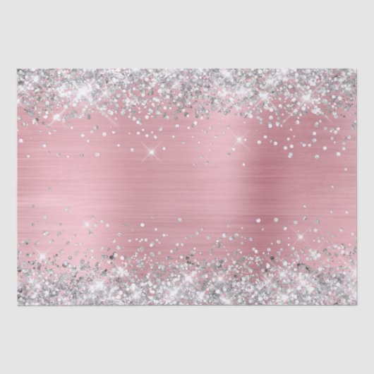 Zilver Glitter en Licht Roze Ombre Folie Tissuepapier (Voorkant)
