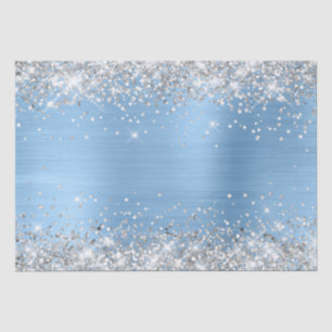 Zilver Glitter en Lichtblauwe Ombre Folie Tissuepapier