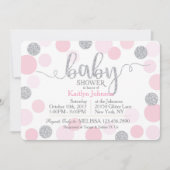 Zilver Glitter en Roze Verspreide Stippen Baby sho Kaart (Voorkant)
