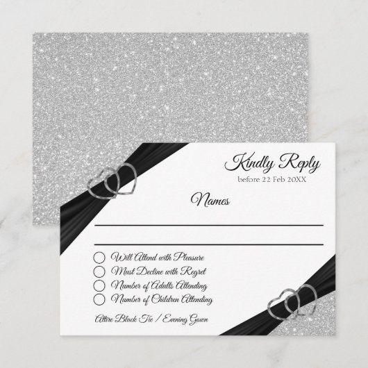 Zilver Glitter Enclosure Kaart (Voorkant / Achterkant)