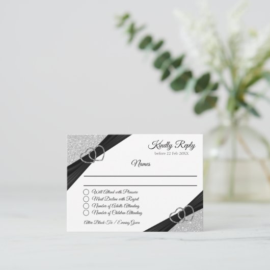 Zilver Glitter Enclosure Kaart (Staand voorkant)