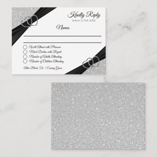 Zilver Glitter Enclosure Kaart (Voorkant / Achterkant)