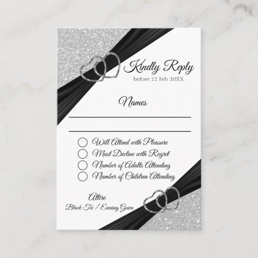 Zilver Glitter Envelopkaart Informatiekaartje (Voorkant)