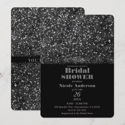 Zilver Glitter Fonkelende Lichten Bruidsdouche Kaart (Voorkant / Achterkant)