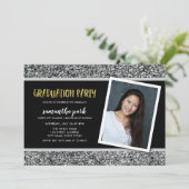 Zilver Glitter Fotogradatie Uitnodiging (Staand voorkant)