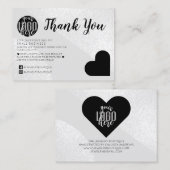 Zilver Glitter Geo Hart Logo Klant Bedankt Visitekaartje (Voorkant / Achterkant)