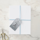 Zilver Glitter Glans Bling Eiffeltoren Feestje Cadeaulabel (Met Touw)