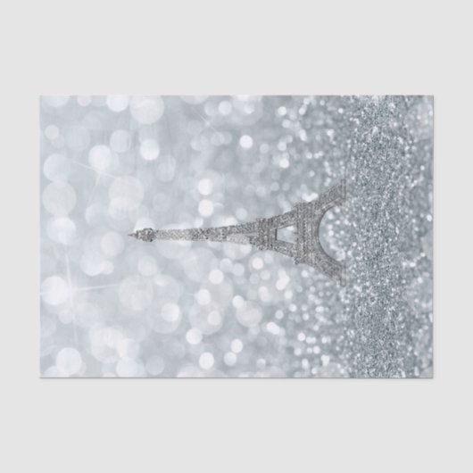 Zilver Glitter Glans Bling Eiffeltoren Feestje Tissuepapier (Voorkant)