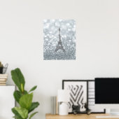 Zilver Glitter Glans Bling Eiffeltoren Glamour Poster (Thuiskantoor)