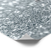 Zilver Glitter Glans Bling Eiffeltoren Glamour Poster (Hoek)