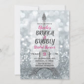 Zilver Glitter Glans Eiffeltoren Brunch Mousserend Kaart (Voorkant)