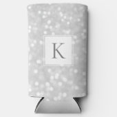 Zilver Glitter Glans Glam Beginhoofdletter Monogra Seltzer Blikjeskoeler (Voorkant)