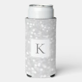 Zilver Glitter Glans Glam Beginletter Monogram Seltzer Blikjeskoeler (Seltzer Achterkant)