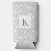 Zilver Glitter Glans Glam Beginletter Monogram Seltzer Blikjeskoeler (Achterkant)