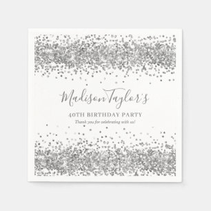 Zilver Glitter Grey Sparkle Confetti Birthday Servet