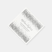 Zilver Glitter Grey Sparkle Confetti Birthday Servet (Hoek)
