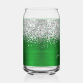 Zilver Glitter Groen Glam Naam Blikvorm Glas (Rechts)