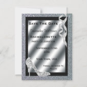 Zilver Glitter Hak & Slierten Bachelorette Magnetische Uitnodiging (Voorkant)