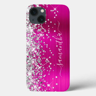 Zilver Glitter Heet Roze Folie Meisjesachtige Hand Case-Mate iPhone Case