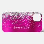 Zilver Glitter Heet Roze Folie Meisjesachtige Hand Case-Mate iPhone Case (Achterkant (horizontaal))