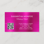 Zilver Glitter Heet Roze Folie Monogram QR Code Visitekaartje (Achterkant)