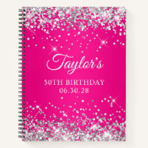 Zilver Glitter Heet Roze Ombre 50ste Verjaardag Ga