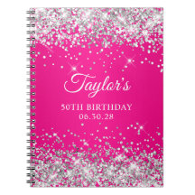 Zilver Glitter Heet Roze Ombre 50ste Verjaardag Ga