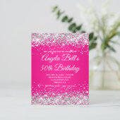 Zilver Glitter Heet Roze Ombre Fancy Monogram (Staand voorkant)