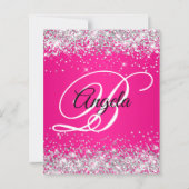 Zilver Glitter Heet Roze Ombre Fancy Monogram 40st (Achterkant)