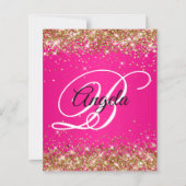Zilver Glitter Heet Roze Ombre Fancy Monogram 40st (Achterkant)