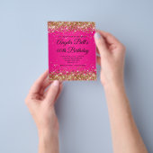 Zilver Glitter Heet Roze Ombre Fancy Monogram 40st Flyer (Hand)