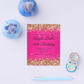 Zilver Glitter Heet Roze Ombre Fancy Monogram 40st Flyer (Enkel)